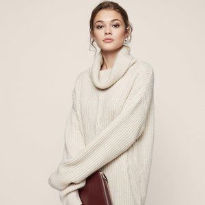 Reiss Monica Oversized Cable Knit Turtleneck